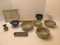 Lot - Pottery Bowls, Rectangle Shape Plates, Small Trough Condiment Dish, Bud Vase, Etc.