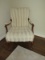 Occasional Arm Chair w/ Tufted Channel Upholstery, Padded Arm Rest, Mahogany Trim
