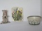 Lot - Pottery Bowl Hand Painted Iris Design Signed Base