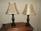 Pair - Metal Revitalized Modern Design Table Lamps Oil Rubbed Bronze Finish w/ Tan Shades