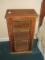 Early Small Oak Curio/Display Cabinet w/ Beveled Pane Glass & Escutcheon