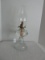 Early Pressed Glass Oil Lamp w/ Chimney Vertical Design Plinth Base