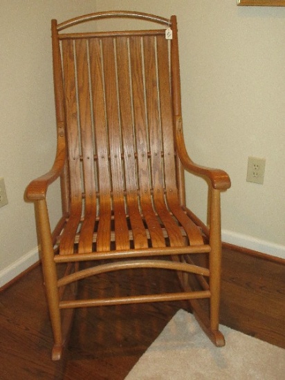 Oak Slat Rocker w/ Arm Rest