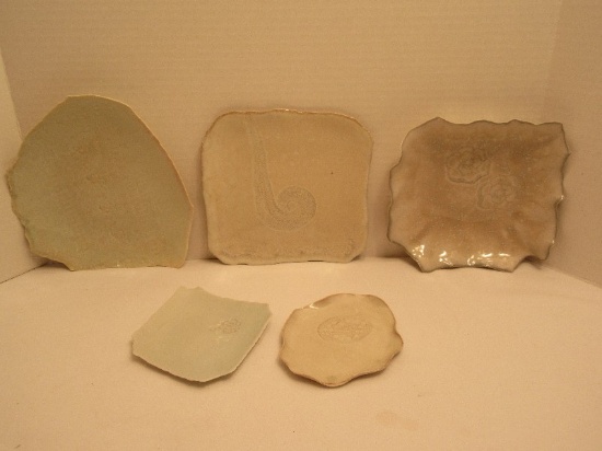 5 Exquisite Craven Hand Crafted Porcelain Free Form Delicate Trays/Shallow Bowl