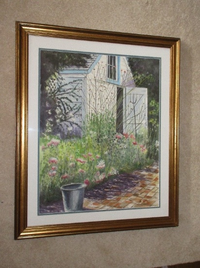 Titled "Garden Time" Original Water Color Artist Signed Angelia Blackwell
