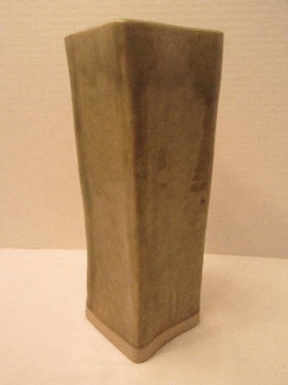 Pottery Contemporary Square Form Vase Craquelure Glaze Finish