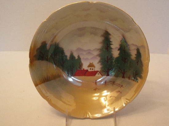 Celebrate Porcelain Hand Painted Footed Bowl Farm House & Landscape Design