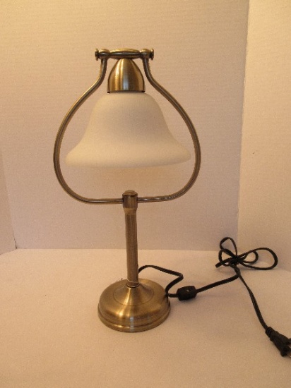 Brushed Brass Finish Accent Lamp w/ Frosted Glass Shade