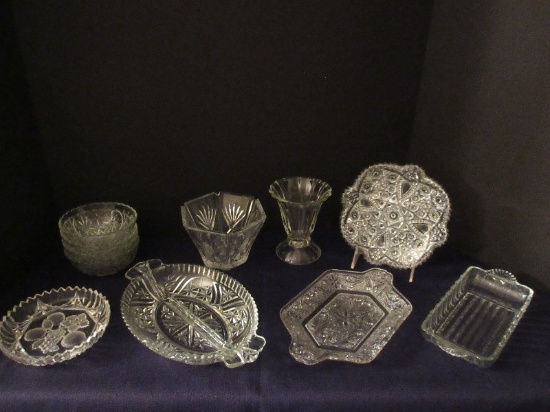 Lot - Pressed Glass Sandwich Pattern Tray