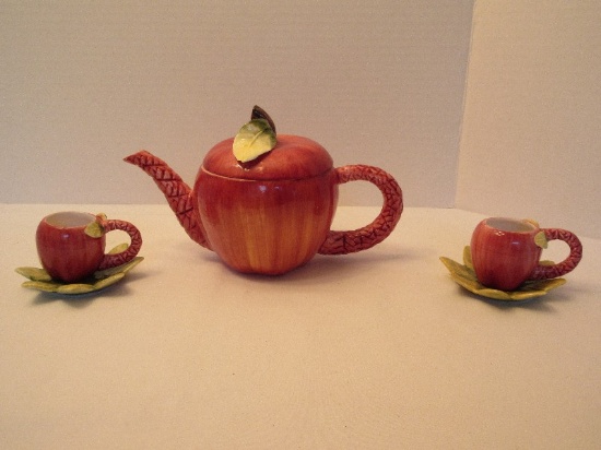 Seymour Mann 6 Piece - Frutta Fresca Hand Painted Apple Design Teapot