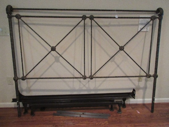 French Inspired Metal King Size Headboard w/ Rosette Medallions