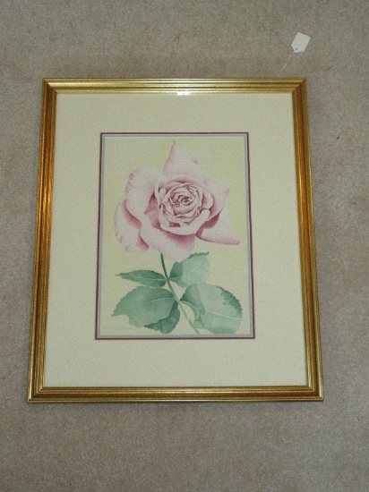 Titled "Arlene's Rose" Original Watercolor Artist Signed Barbara Peacock