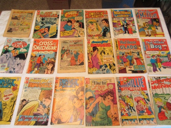 19 Comic Books Charlton Romances, Time For Love, Mad House Comics, Mad About Millie