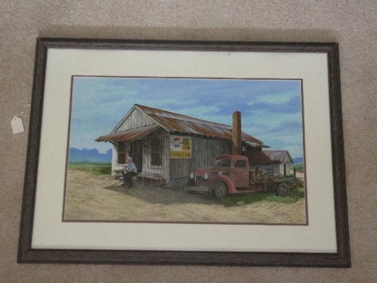 Titled "Remembering Miss Eva" Original Watercolor Artist Signed Jack Bolin