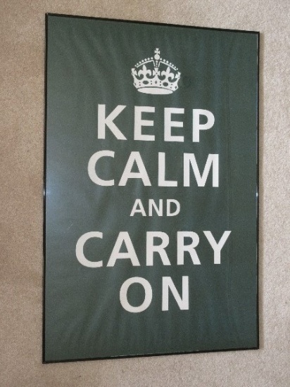 "Keep Calm & Carry On" Poster Black Frame British Preparation Motivational Poster For WWII