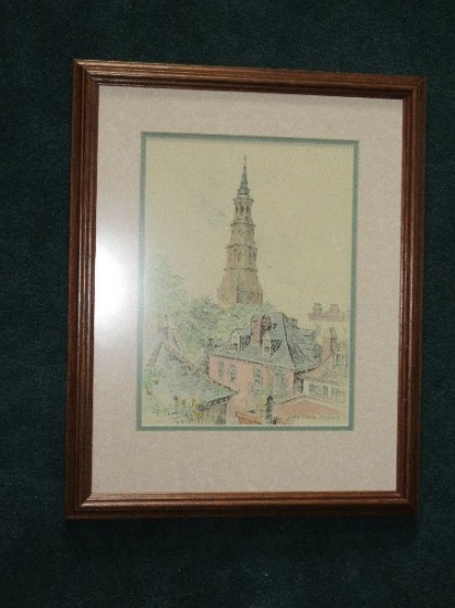 View of St. Michael's Steeple & Roof Tops Charleston S.C. Print Artist Julia Honer Wilson