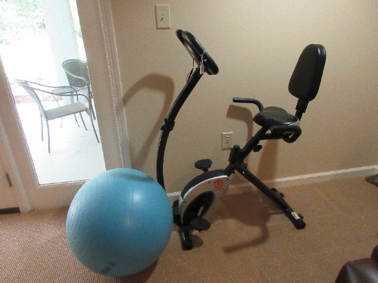 Marcy Foldable Exercise Bike w/ High Back & Danskin Now Exercise Ball