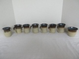 8 Pieces - Southern Pottery 6 Mugs, Creamer & Open Sugar Bowl Artist Signed '87
