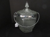 Anchor Hocking Pressed Glass Wexford Pattern Criss-Cross Diamond Design Ice Bucket