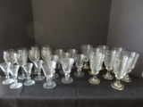 Lot - Crystal Wine Glass Stems, Footed Goblets, Etc.