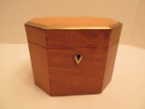 Simply Elegance Mahogany Tea Caddy w/ Brass Escutcheon & Band Trim