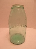 Rare Early Cohansey #2 Green Glass Canning Jar w/ Clear Kerr Glass Lid