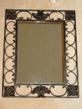 Cast Iron Medallion & Plume Design Frame Wall Mirror Timeless Design