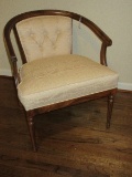 Elegant Kimball Furniture Classic French Style Curved Tufted Back Occasional Chair
