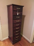 Indonesian Mahogany Lingerie 10 Drawer Chest w/ Brass Pulls