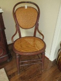 Early Bent Oak Chair w/ Cane Back & Seat