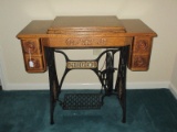 Antique Treadle Singer Sewing Machine on Cast Iron Base, Gilted Accent