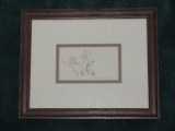 Lavender Wild Flower Water Color Artist Signed Connie McCormick in Wood Frame/Matt