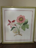 Botanical Paeonia Flowers Original Acrylic on Canvas Artist Signed Shelly White '95