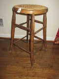 Vintage Oak Barstool w/ Cane Seat