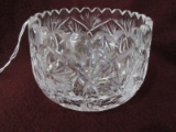 Elegant Lead Crystal Bowl Etched Hobstar Pattern w/ Slightly Tapered Rim