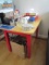 Wooden Side/Child's Table Unfinished Top, Red Legs