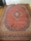 Red Ornate Pattern Floor Rug w/ Tassel