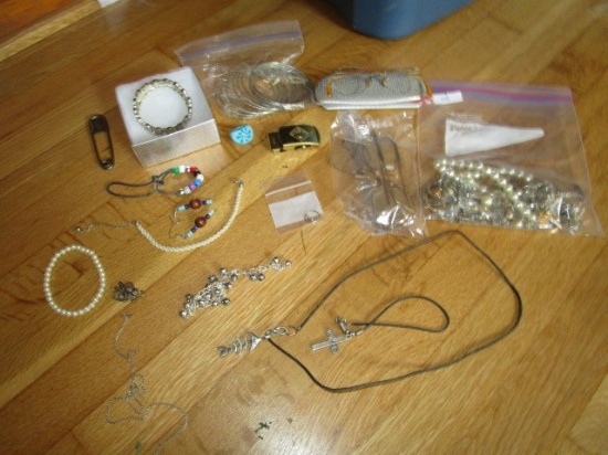 Lot - Misc. Costume Jewelry, Necklaces, Pins, Bracelets, Ring, Etc.