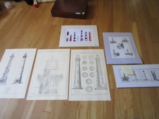 Lighthouse Décor Lot - Sketched Lighthouses in Pockets