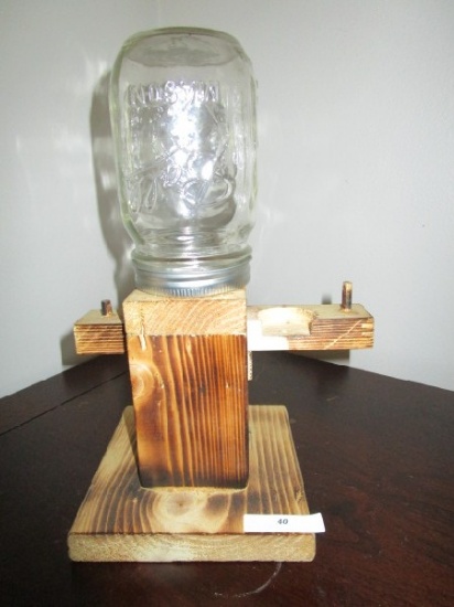 Hand Made Wooden Coin Dispenser/Bank Ball Mason Jar Top