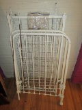 White Metal Baby Crib Slat Sides, Floral Finial Motif