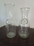 Pair - Vintage Design Milk Glass Bottles 