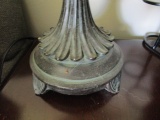 Black Patina Desk Lamp Pineapple-Column & Scallop Design Metal w/ Shade, Pineapple Finial