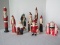 Lot - Stan Claus Figurines Collection Wooden Spool Santa, Carolers, Carved Wood & Resin