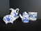 Lot - Delft Blue Hand Painted Wind Mill/Floral Foliage Designs Wash Bowl w/ Pitcher