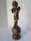 Resin Cherub Playing Flute Standing on Sphere Statuette Antiqued Gilted Patina
