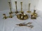 Lot - Baldwin Brass & Other Colonial Style Candlesticks, Chamber Candlestick