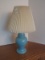 Ceramic Ginger Jar Lamp Turquoise Glaze Finish w/ Pleated Shade