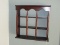 Wooden Wall Curio Display Shelf w/ Ring Turned Spindles & Arched Crown Dark Stain Finish