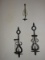 Pair - Black Metal Spanish Old World Style Candle Wall Sconces